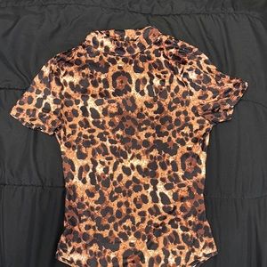 Shein Mock Neck Cheetah Print Bodysuit